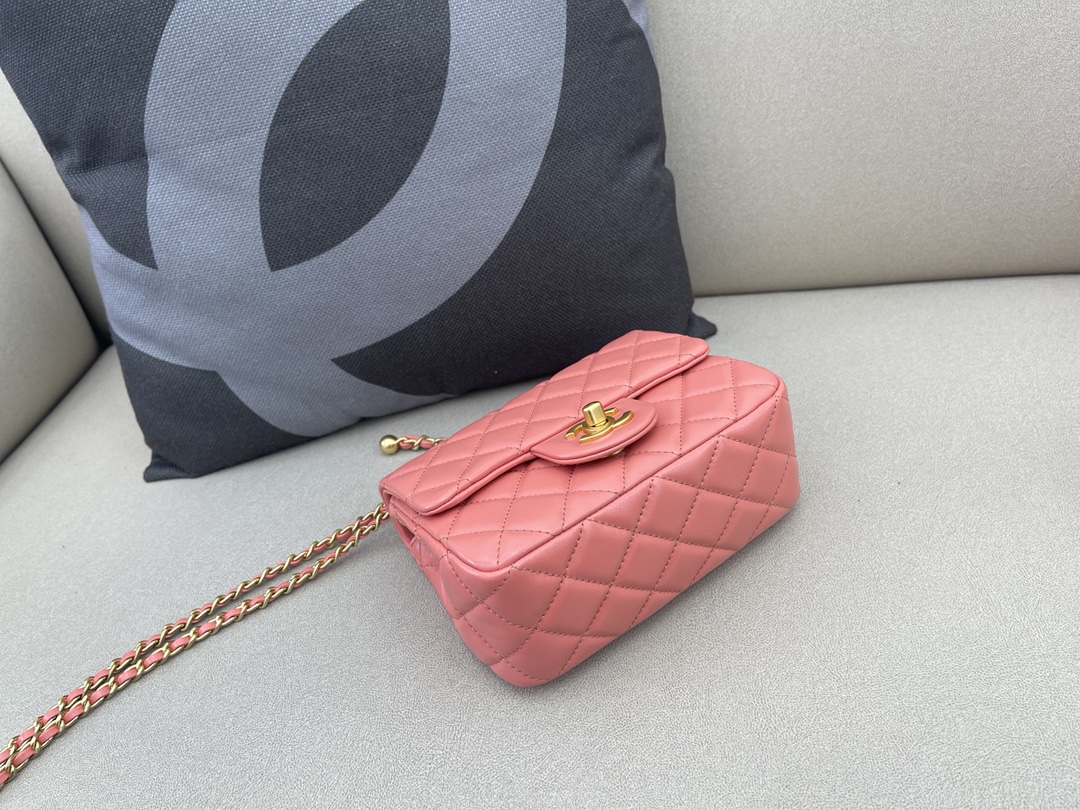 Mini Classic Flap Lambskin Bag AS1786 Cream Pink/Gold